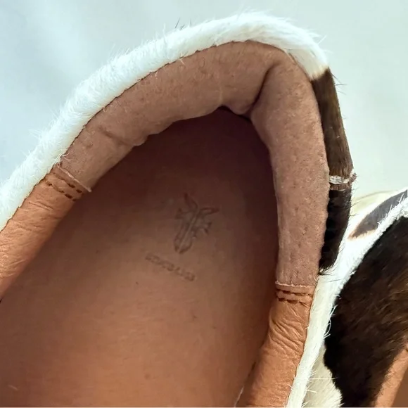 FRYE Ivy Low Lace Calf Hair Cow Print Sneaker Cowboy Chic Western Vibe - Picture 7 of 9